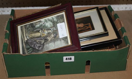 Eight Baxter prints, interior scenes, Oriental harem, Boy throwing stones etc(-)